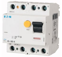 Proudový chránič 100A, PF7-100/4/05-A 500mA A čtyřpólový Eaton 102932