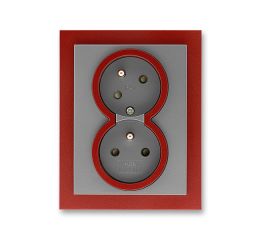 Neo® Tech zásuvka dvojnásobná s ochrannými kolíky, clonkami a natočenou dutinou 5513M-C02357 71 ocelová/teracotta ABB