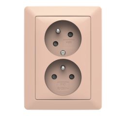 Zoni® zásuvka dvojnásobná s clonkami a natočenou dutinou 5513T-C02357 142 pudrová/bílá ABB