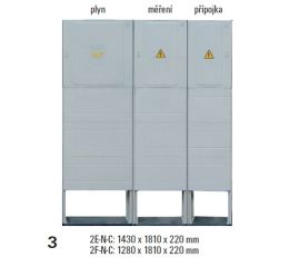 Sestava HELGA 2E-N-C (APZ+ES212+100) plynoměrová, elektroměrová, přípojková skříň v pilíři