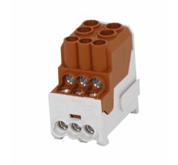 Blok pro rozdělení fází UVB 100 L B, 1pól., 101A, AL/CU, 1000V, hnědý, na DIN 1003205 eleman