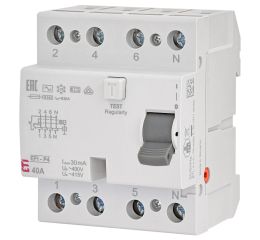 Proudový chránič 40A, EFI-P4 AC 40/0,03 10kA 30mA AC čtyřpólový ETI 002061612