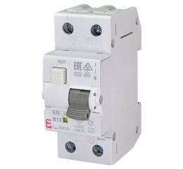 Proudový chránič s jističem 13A, KZS-2M 1p+N A B13/0.03 10kA 30mA A ETI 002173203