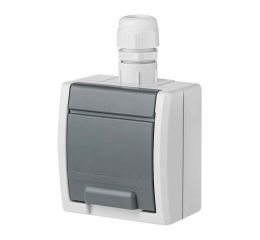 ATLAS IP65 Zásuvka 2P+PE s vývodkou M20, na povrch, šedá typ 19182 famatel