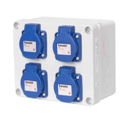 Krabice 3065 IP54 4x230V s ochr. kolíkem, 170x140x90mm, hladké boky typ 3065 famatel