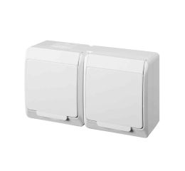GALATEA IP44 Zásuvka 2x 2P+PE, 2-násobná vodorovná (bílá) typ 5322-02 famatel
