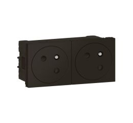 Mosaic zásuvka dvojnásobná zarovnaná 2x2P+T černá Legrand 079192L