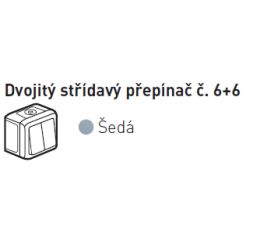 Forix vypínač č.6+6 šedý dvojitý schodišťový 782381 vodotěsný Legrand