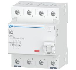 Proudový chránič 25A, LFN-25-4-030A 30mA AC čtyřpólový OEZ:42451