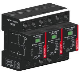 Kombinovaný svodič bleskových proudů a přepětí FLP-B+C MAXI V/3 TYP1+2 pro 3f systém TN-C Saltek A05093