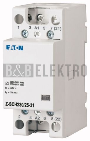 Instalační stykač 25A Z-SCH230/25-40 napětí cívky 230V AC, 4 zapínací kontakty, Eaton 248847
