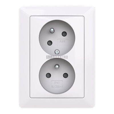 Zoni® zásuvka dvojnásobná s clonkami a natočenou dutinou 5513T-C02157 500 bílá ABB