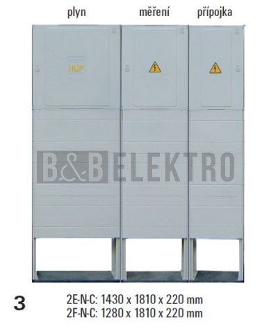 Sestava HELGA 2E-N-C (APZ+ES212+100) plynoměrová, elektroměrová, přípojková skříň v pilíři