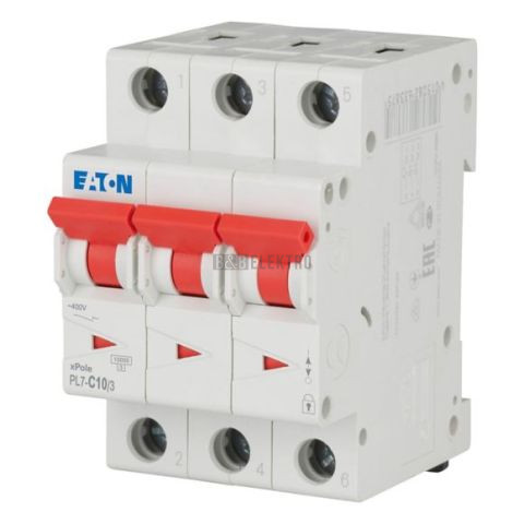 Jistič   10A,  PL7-10/3/C (10kA) Eaton 263407