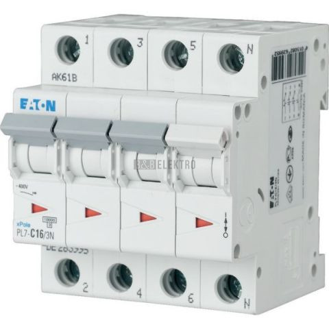 Jistič   32A,  PL7-32/3N/C (10kA) Eaton 263998