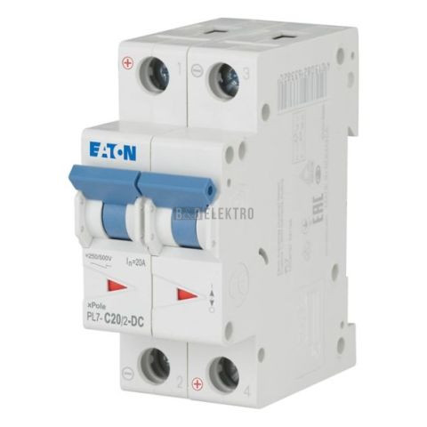 Jistič   20A,  PL7-20/2/C-DC (10kA) Eaton 264903