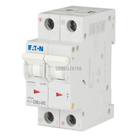 Jistič   50A,  PL7-50/2/C-DC (10kA) Eaton 264907