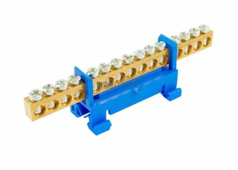 Můstek N 15 (svorkovnice 15x16mm2), nekrytý IP00, modrý, 63A, na DIN 1000008 eleman