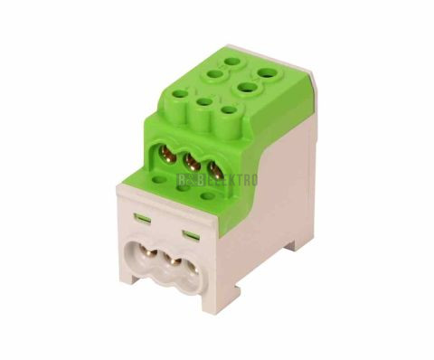Blok pro rozdělení fází UVB 200 PE, 1pól., 200A, 1000V, zelený, na DIN 1006066 eleman