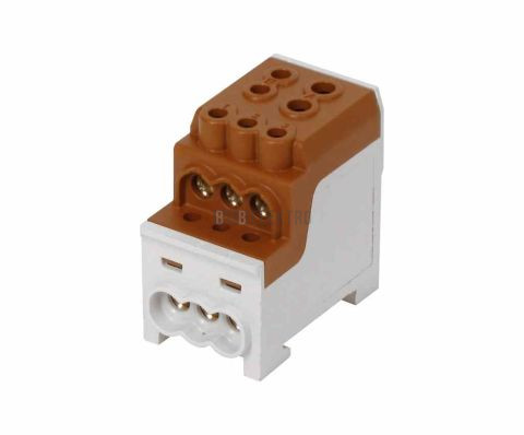 Blok pro rozdělení fází UVB 200 L B, 1pól., 200A, 1000V, hnědý, na DIN 1006067 eleman