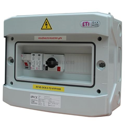 Kompletní rozvodnice DC na povrch IP65 pro ohřev TUV RFVE-DC9-2-T2-VYP/550 ETI 001105416