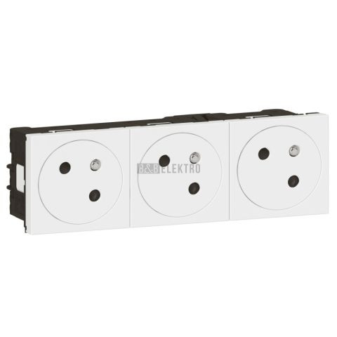 Mosaic zásuvka trojnásobná 3x2P+T zarovnaná bílá Legrand 278165L