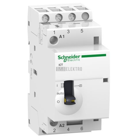 Instalační stykač 25A Acti9 ICT 3NO 230V s manuálním ovládáním Schneider Electric A9C21833